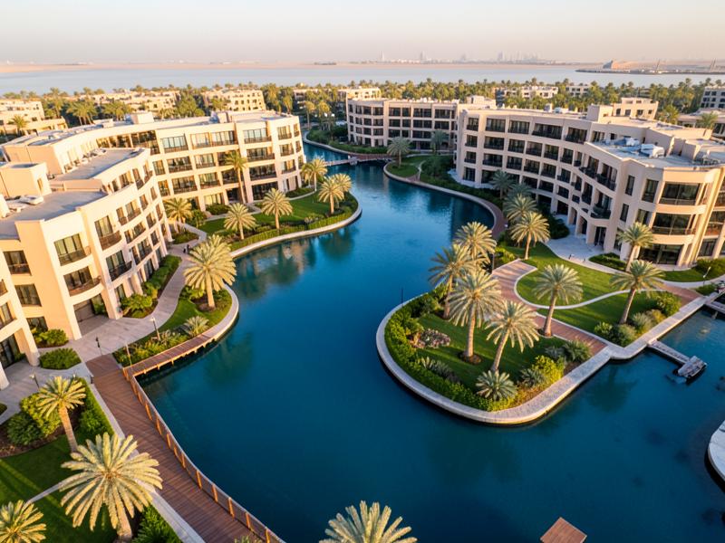 Aerial canal view of The WADI development