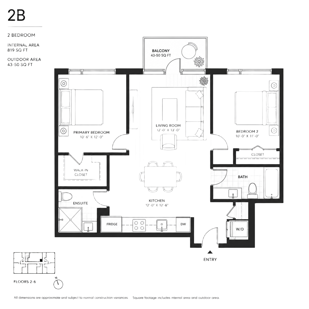 2 Bedrooms floor plan at The WADI