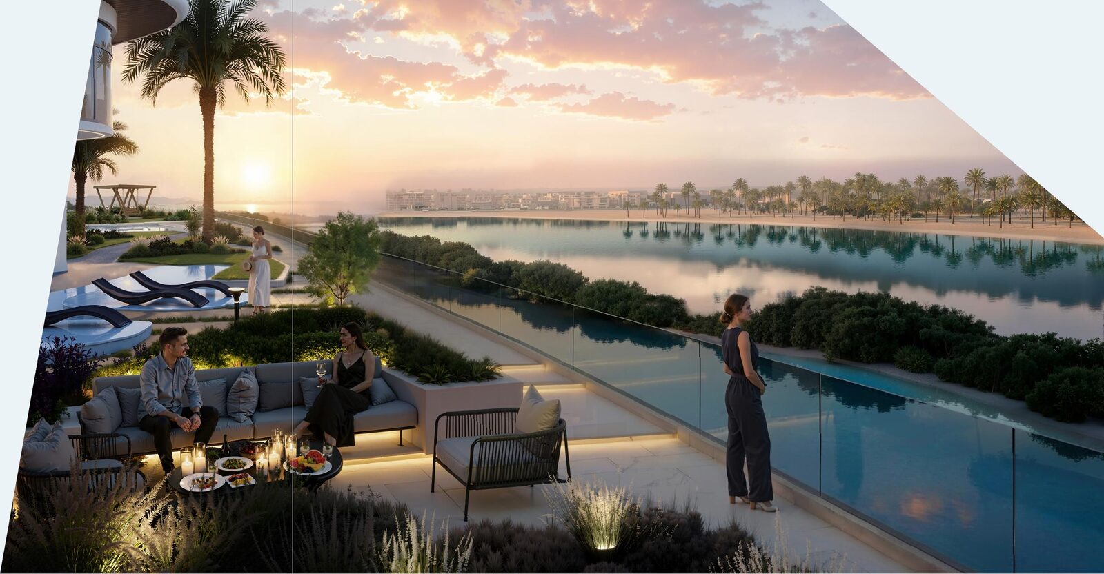 Shared podium terrace at sunset, Radisson Residences Al Reem Island