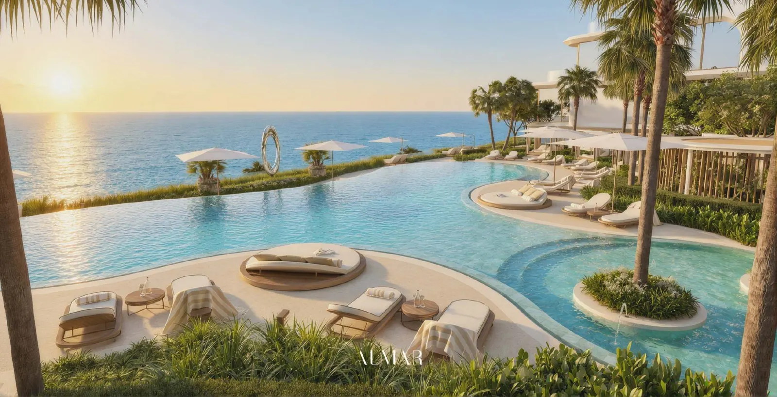 Infinity pool overlooking the sea at ALMAR Residences